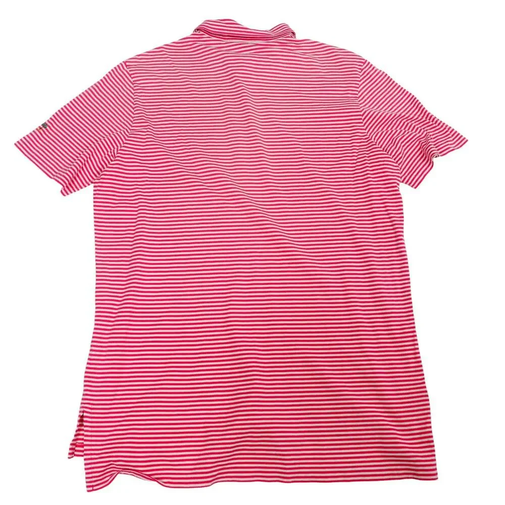 Ralph Lauren Pima Cotton Pink Candy Cane Striped Golf Polo Shirt Men's Large